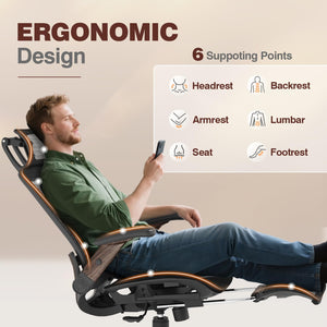 Ergonomic Office Chair with Footrest & Reclining High Back Mesh