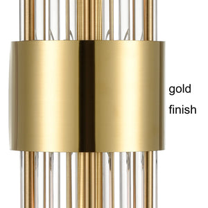 2-Light Modern Gold Wall Sconce with Clear Glass Crystal