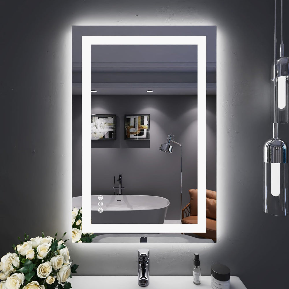 LED Bathroom Mirror with Lights – Anti-Fog, Dimmable, Backlit & Front Lit