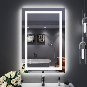 LED Bathroom Mirror with Lights – Anti-Fog, Dimmable, Backlit & Front Lit