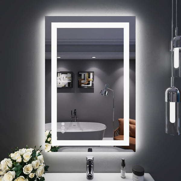 LED Bathroom Mirror with Lights – Anti-Fog, Dimmable, Backlit & Front Lit