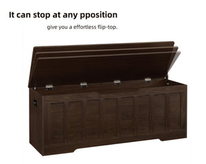 Extra Large Storage Chest Bench with Safety Hinges – 51.2" Wooden Trunk
