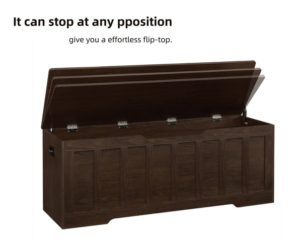 Extra Large Storage Chest Bench with Safety Hinges – 51.2" Wooden Trunk