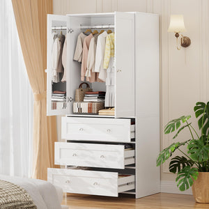 Armoire Wardrobe Closet with Mirror & Drawers
