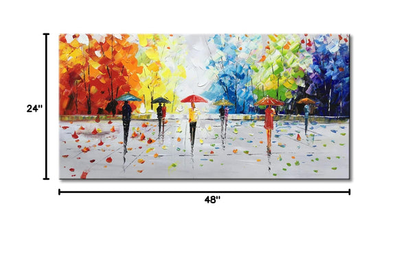 Abstract Landscape Oil Painting on Canvas – Hand Painted Wall Art