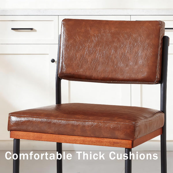 Upholstered Faux Leather Dining Chairs with Metal Legs