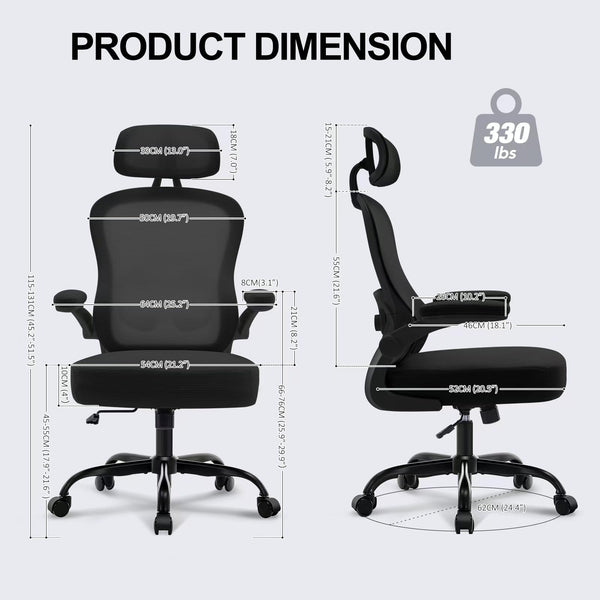 Ergonomic Mesh Office Chair with Lumbar Support & Headrest