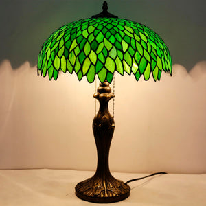 Tiffany Style Stained Glass Table Lamp – Green Wisteria