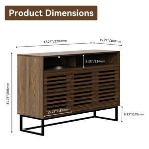 Buffet Sideboard Cabinet with Louvered Doors and Adjustable Shelves