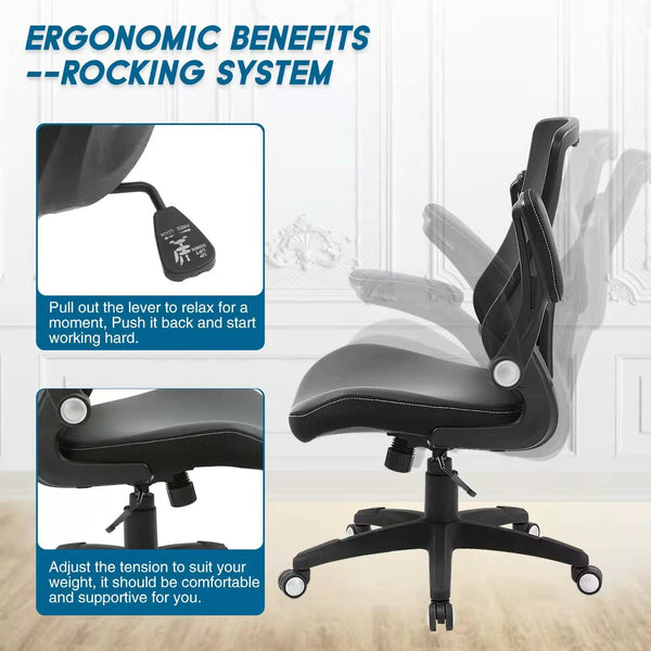 Ergonomic Mesh Office Chair with Lumbar Support & Flip-Up Arms