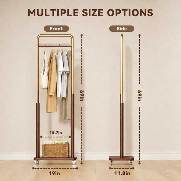 Freestanding Clothes Rack with Wheels
