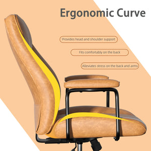 Leather Office Chair – Height Adjustable, Mid-Century Modern