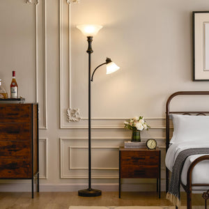 71" Arc Floor Lamp with Frosted Glass Shade & Adjustable Reading Light