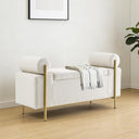 Upholstered Storage Ottoman Bench with Cylindrical Arms