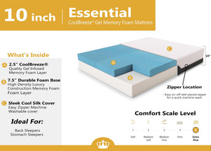 12-Inch Eastern King Cooling Gel Memory Foam Mattress