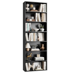 7-Tier Tall Bookshelf – Open Shelves Freestanding Bookcase