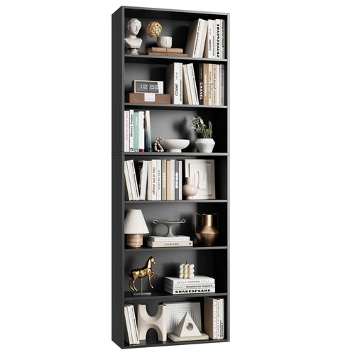 7-Tier Tall Bookshelf – Open Shelves Freestanding Bookcase