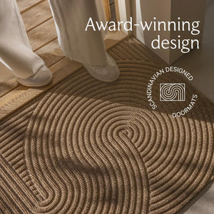 Beige Indoor Outdoor Door Mat 24x35 – Recycled Plastic & Rubber Entryway Rug