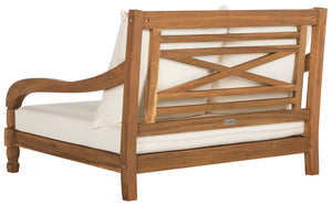 Outdoor Acacia Wood Loveseat with Cushion