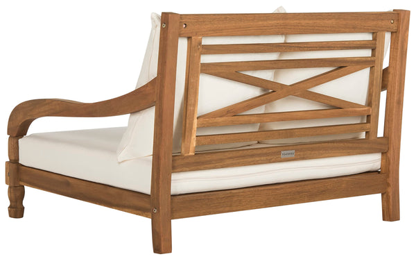 Outdoor Acacia Wood Loveseat with Cushion
