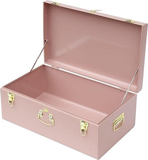 Metal Storage Trunk Set of 2 with Locking Clasps