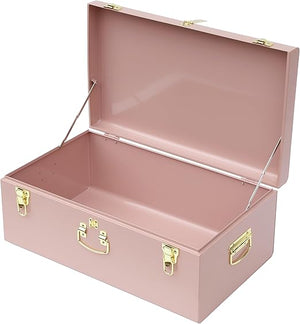 Metal Decorative Storage Trunk Set of 2 with Locking Clasps