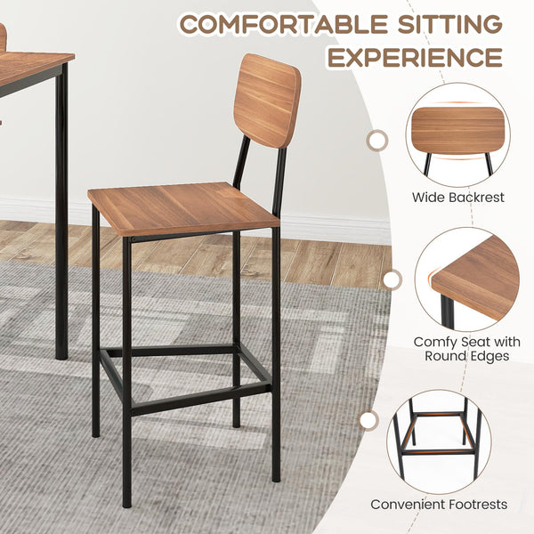 5-Piece Counter Height Dining Table Set with 4 Bar Stools