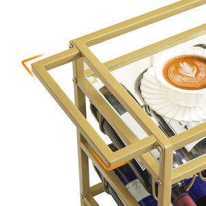 3-Tier Rolling Bar Cart with Wine Rack & Glass Holders