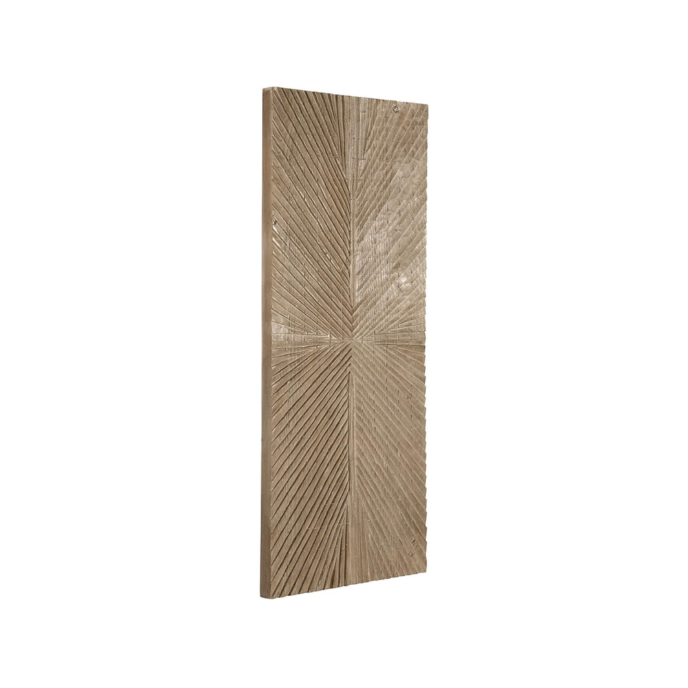 Rustic Sunburst Wood Wall Sculpture – Brown