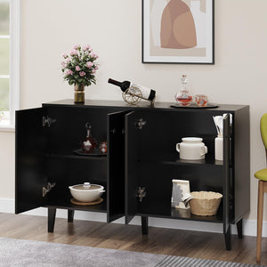 4-Door Wood Sideboard Buffet Cabinet
