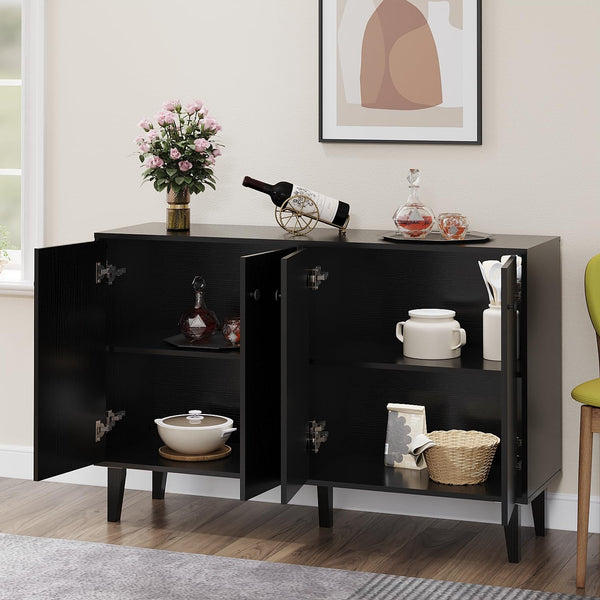 4-Door Wood Sideboard Buffet Cabinet