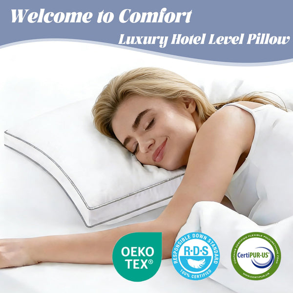 Goose Feather Down Bed Pillows – Pack of 2