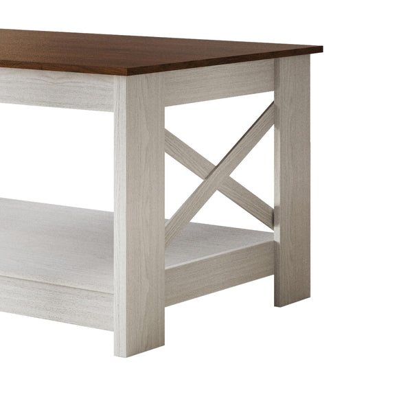 3-Piece Rustic Farmhouse Coffee Table Set with Storage