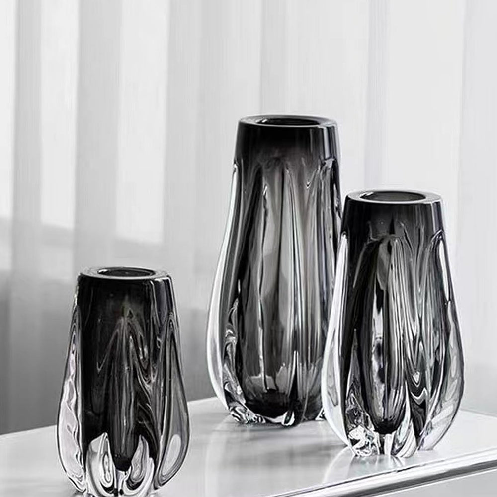 Ceramic Decorative Vase Set — Black & Transparent