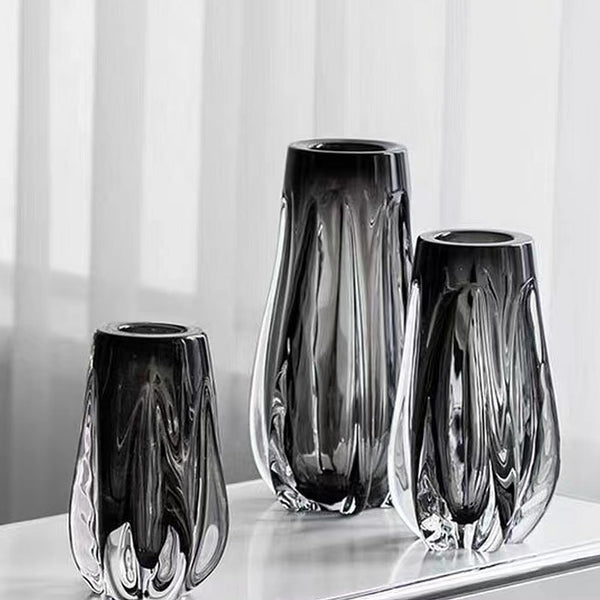 Ceramic Decorative Vase Set — Black & Transparent