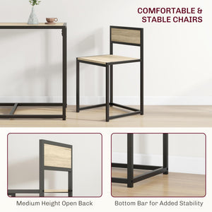 3-Piece Industrial Dining Table Set for 2
