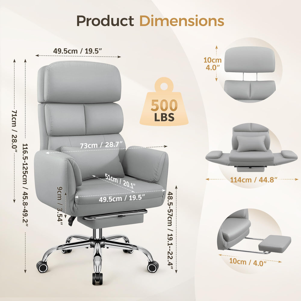 Big & Tall Ergonomic Reclining Office Chair – 500 lb Capacity