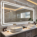 96x36 Large LED Bathroom Mirror with Front & Backlit, Anti-Fog, Dimmable, 3 Color Temperatures