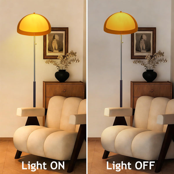 Mushroom Floor Lamp 60" Orange Mid Century Globe Acrylic Standing Lamp