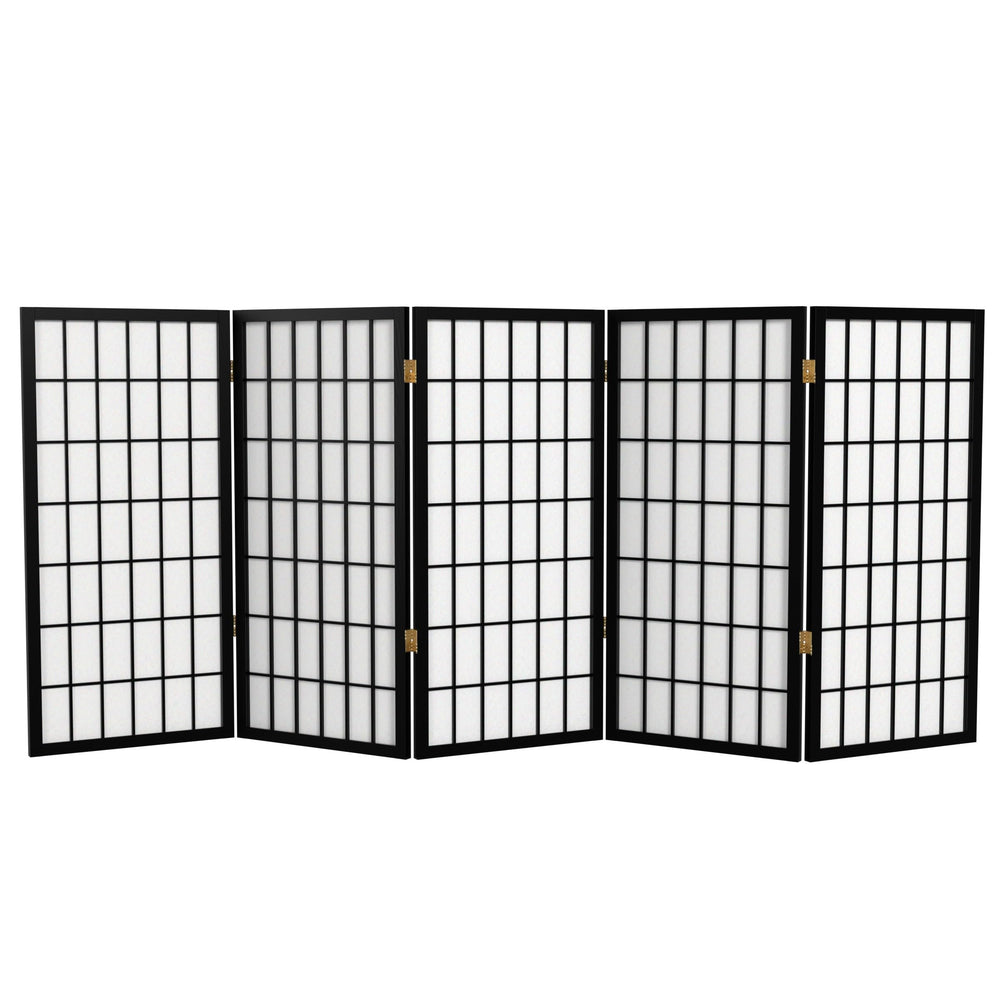 5-Panel Shoji Screen Room Divider – Rice Paper & Wood