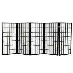 5-Panel Shoji Screen Room Divider – Rice Paper & Wood
