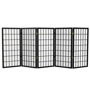 5-Panel Shoji Screen Room Divider – Rice Paper & Wood