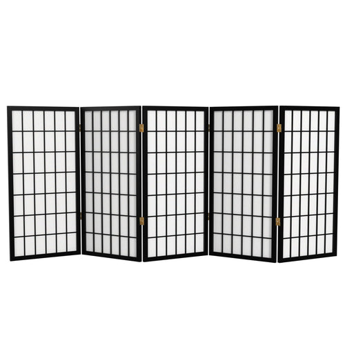5-Panel Shoji Screen Room Divider – Rice Paper & Wood