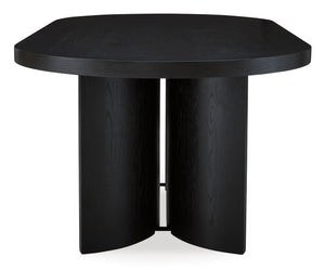 Oval Black Dining Table – Art Deco Pedestal, Seats 8
