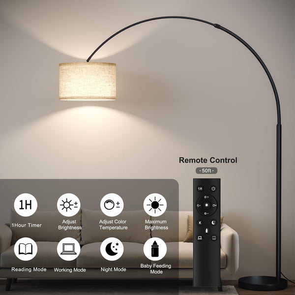 82" Tall Arc Floor Lamp with Remote Control