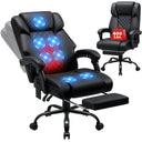 HOFFREE Heated Office Chair Massage Desk Chair with Heat 400lbs Executive Reclining Home Desk Chair with Footrest,Linkage Armrests for Heavy People(Black)