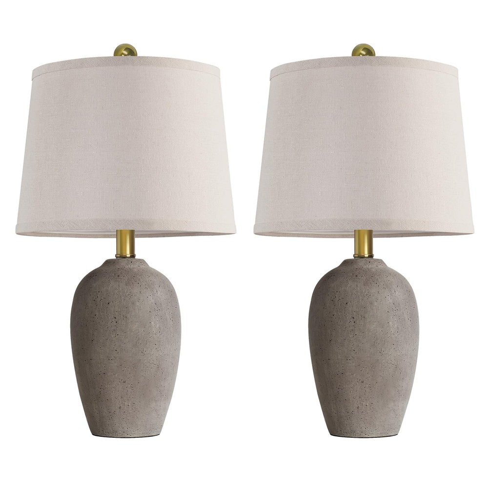 Farmhouse Ceramic Table Lamp Set of 2 with LED Bulbs