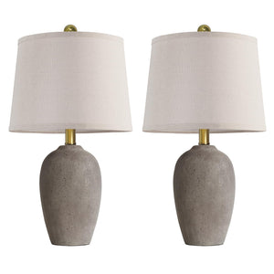 Farmhouse Ceramic Table Lamp Set of 2 with LED Bulbs