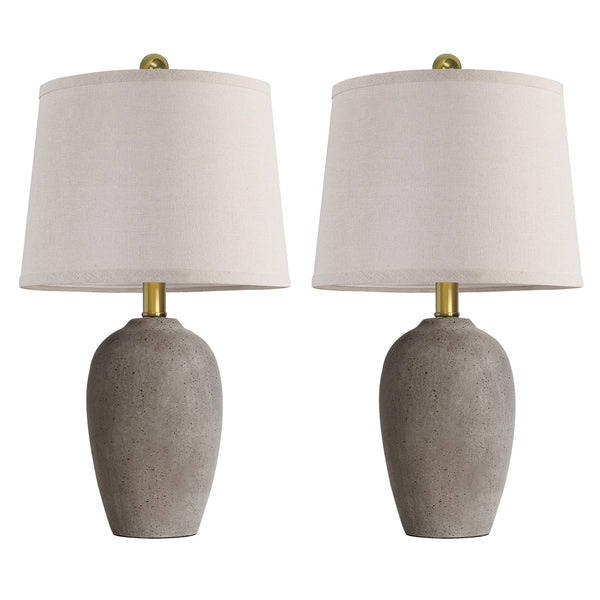 Farmhouse Ceramic Table Lamp Set of 2 with LED Bulbs