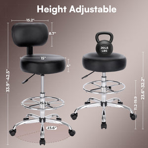 Adjustable Height Drafting Chair with Back & Footrest